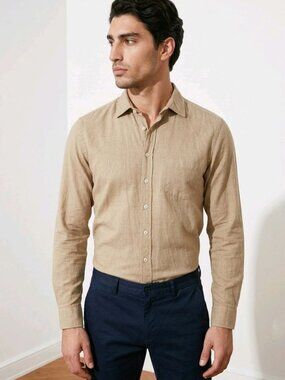 Rodd & Gunn Men's Medium Sports Fit Cappuccino Colored Cotton Button-down Shirt